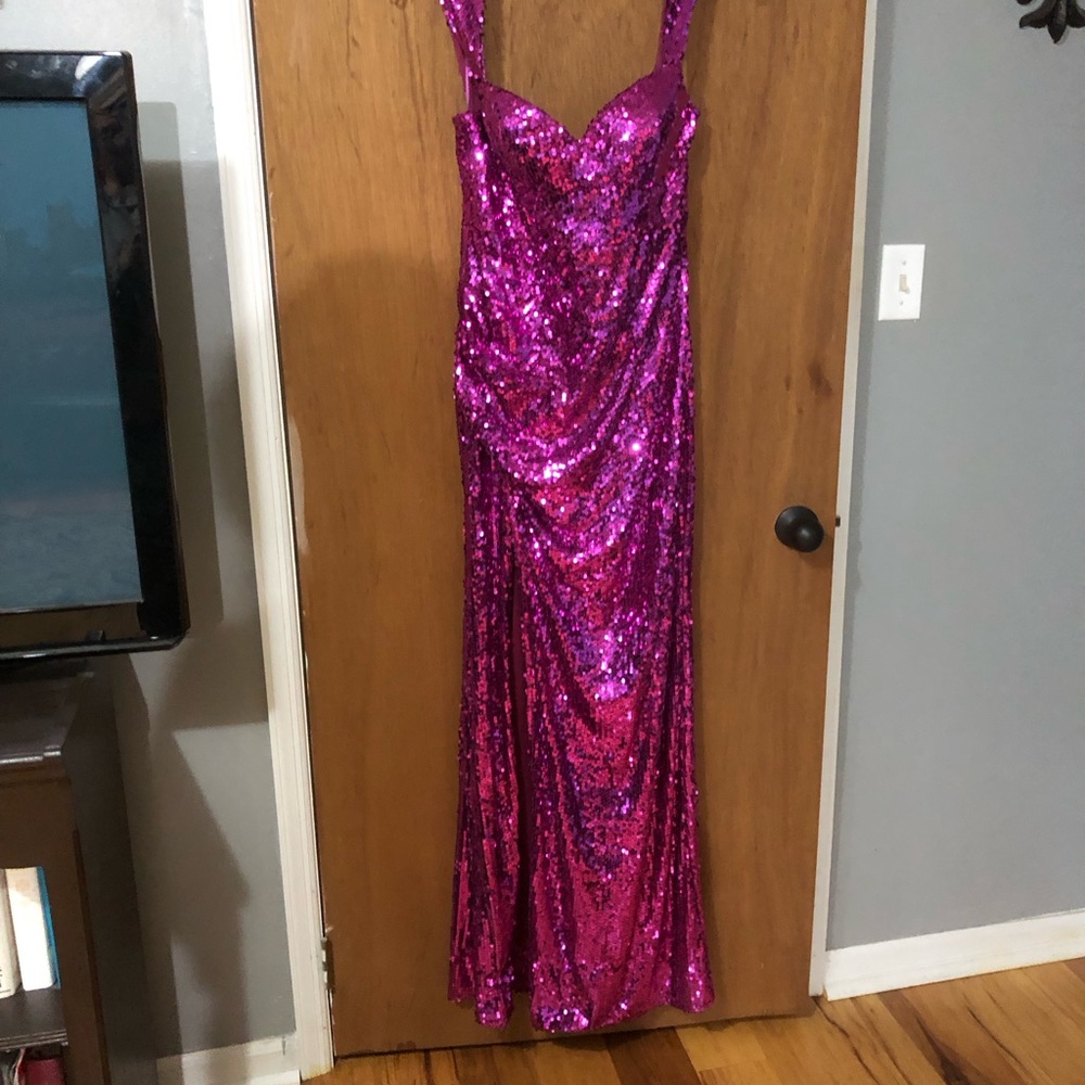 Stunning hot pink sequin dress